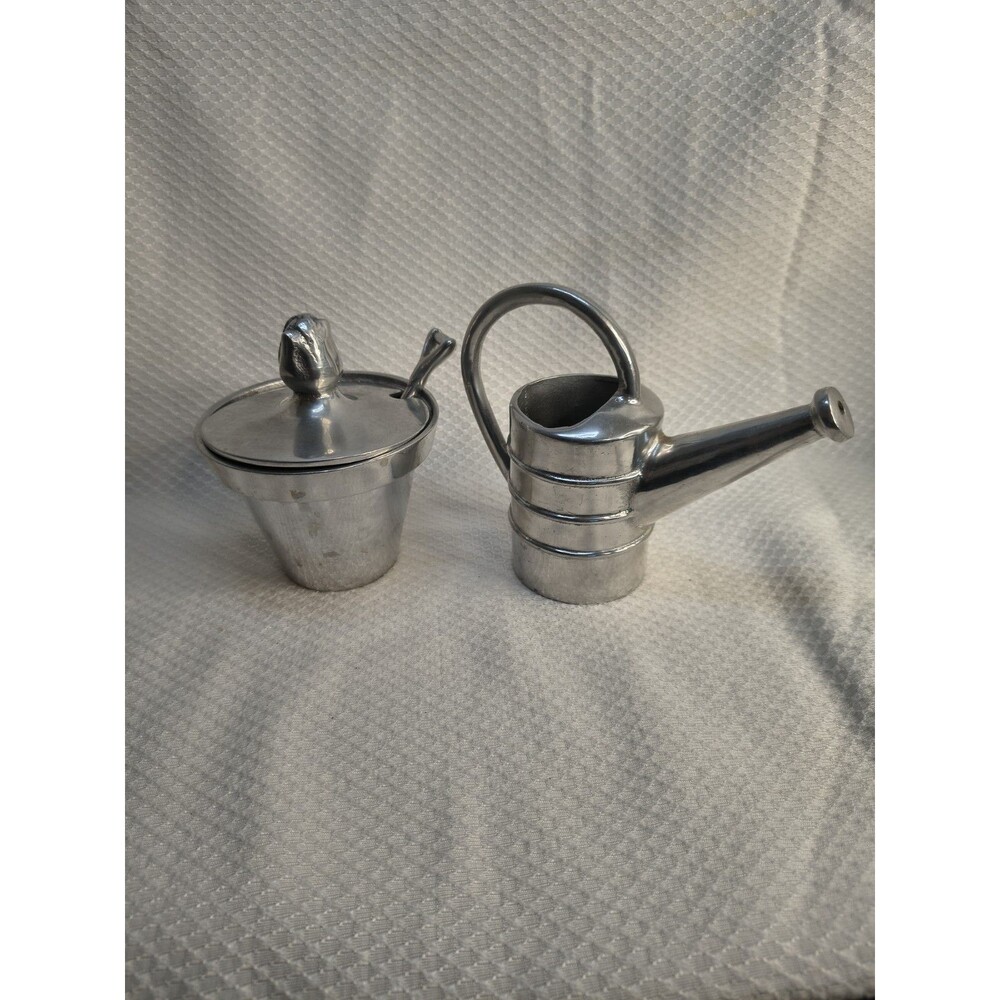 Mariposa Brillante Garden Sugar Creamer Set Aluminum Flower Pot Watering Can...